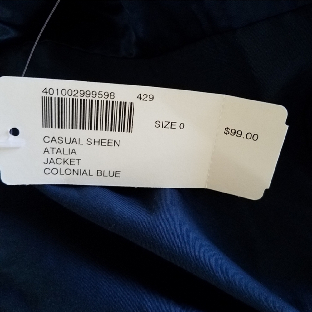 Chico's‎ Women Casual Sheen Atalia Jacket Colonial Blue Size XS 4 Chico Size 0 - Picture 6 of 8